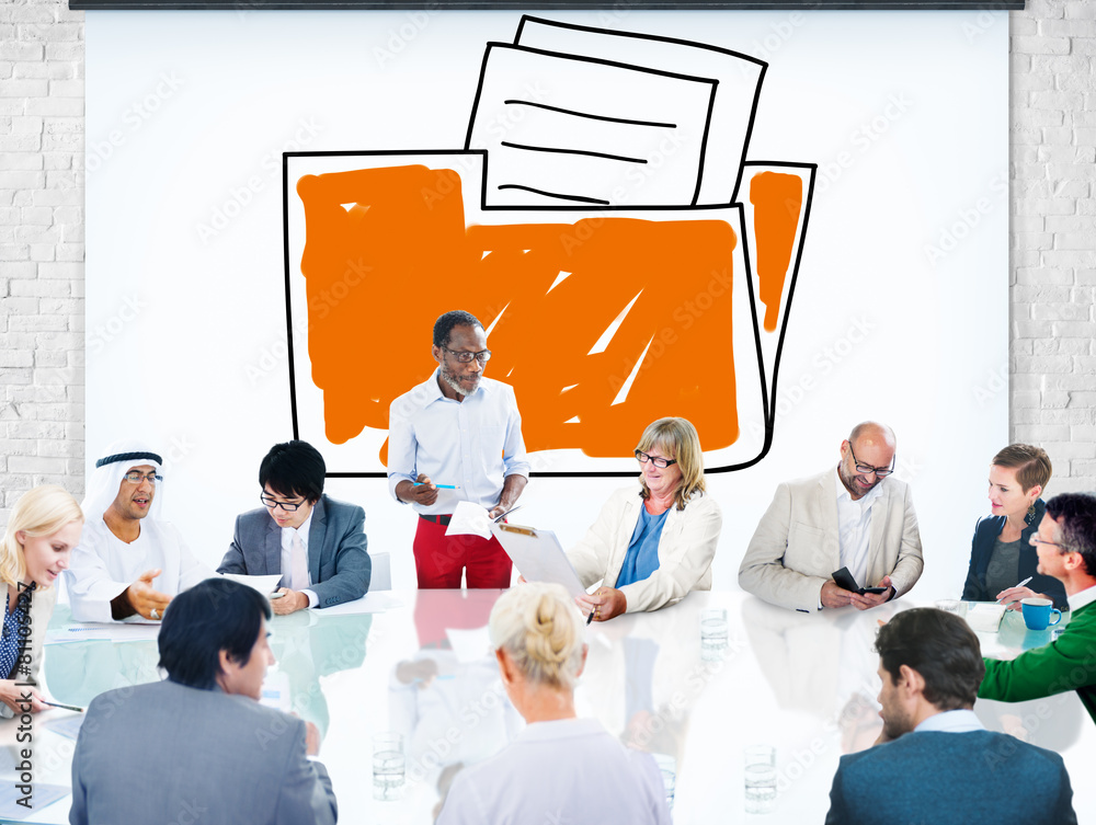 Poster folder data storage supply information database concept