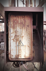 Fototapeta na wymiar vintage electricity transformer shield