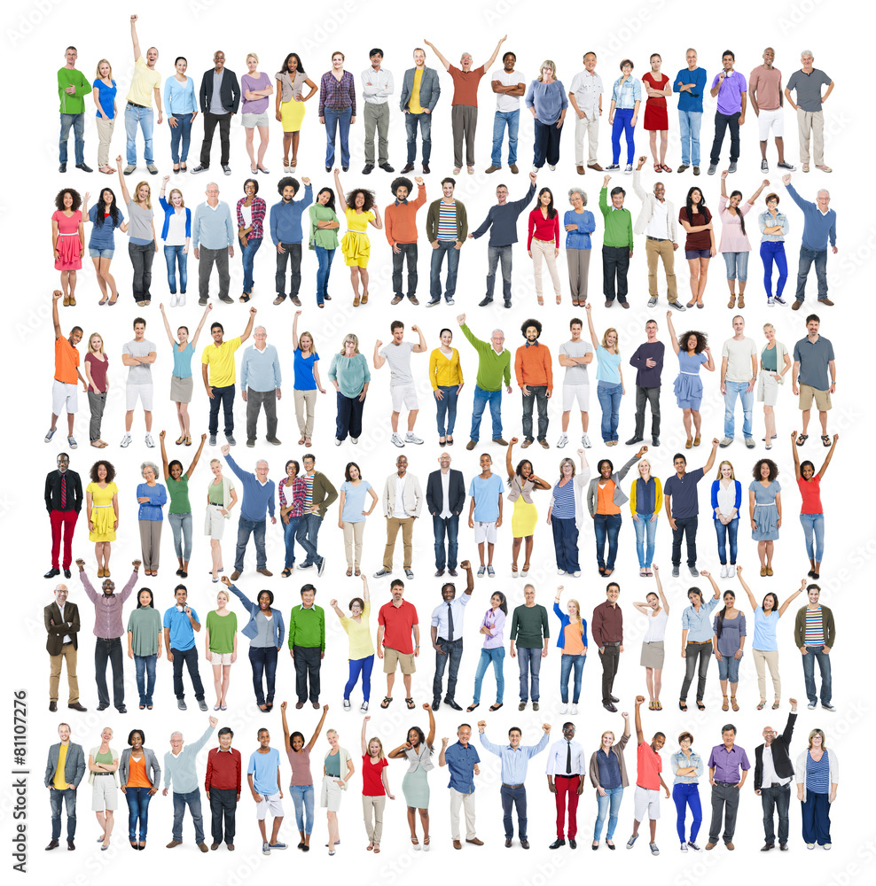 Wall mural people diversity success celebration community crowd concept - Wall murals
