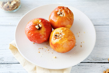 baked apples on a plate