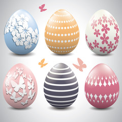 A set of pastel colored Easter eggs