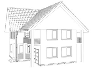 Outline house on the white background. Illustration created of