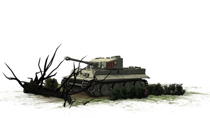 Fototapeta premium Tiger German Battle Tank - on white background