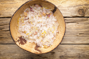 Sea salt, yellow orchid.