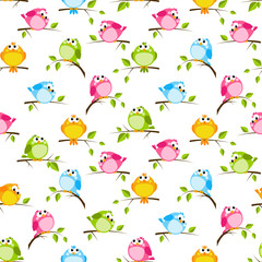 Seamless pattern with color birds