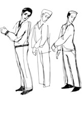 sketch of a man looking back over his shoulder