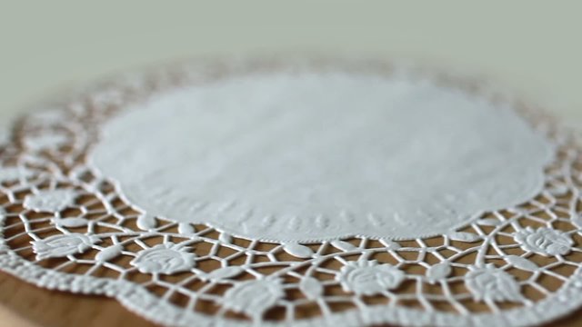 flower on lace doily