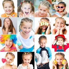 collage of smiling little girl