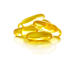 fish oil capsules isolated on a white background