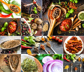 photo collage of various spices