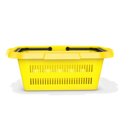 3d yellow empty shopping basket