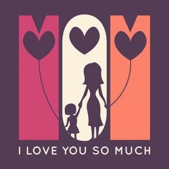 Happy Mother Day retro greeting card. Vector illustration - 81112638