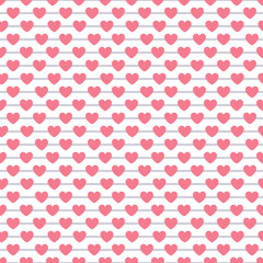 Heart shape vector seamless pattern. Pink color