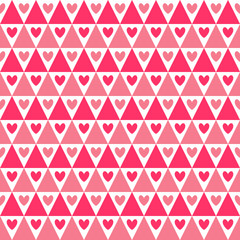 Heart shape vector seamless pattern. Pink color