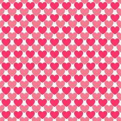 Heart shape vector seamless pattern. Pink color