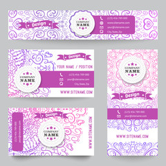 Set of corporate identity templates with doodles tribal theme