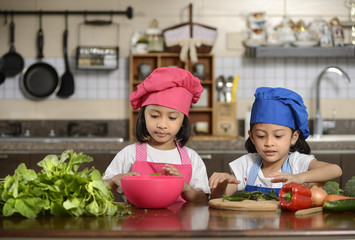 Little Girls Preparing Healthy Food
