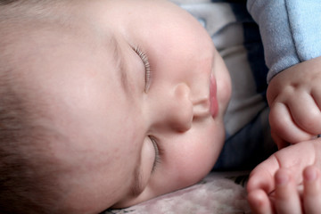 Sleeping baby macro face