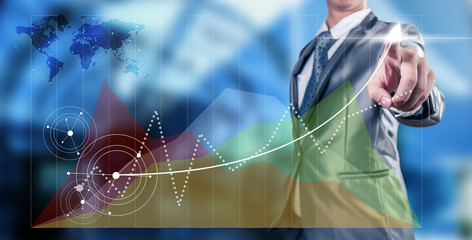 businessman pointing an empty organization chart