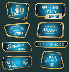Premium quality gold and blue labels