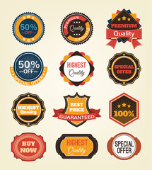 Vector vintage badges, stickers, ribbons, banners