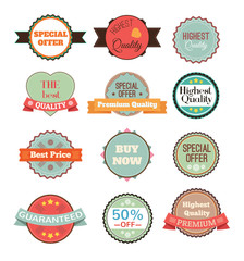 Vector vintage badges, stickers, ribbons