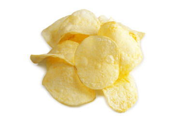 Potato chip on white background