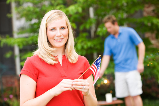 Summer: Woman with American Flag