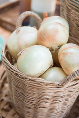 fresh onion in basket