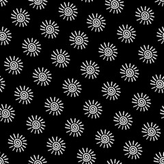 Small hand drawn suns.  Seamless vector pattern.
