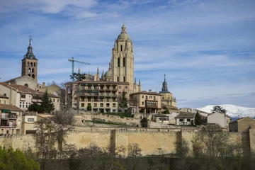 Deurstickers Cathedral, aerial views of the Spanish city of Segovia. Ancient © Fernando Cortés
