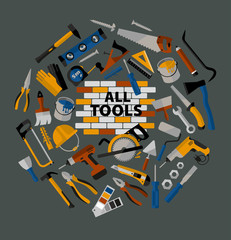 Buildings tools icons set.