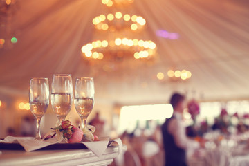 Glasses of wine in a restaurant