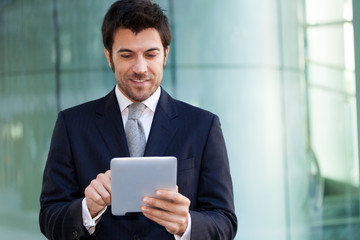 Man using a digital tablet