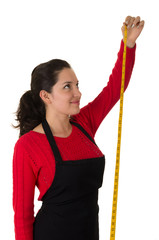 beautiful young woman tailor seamstress designer stylist