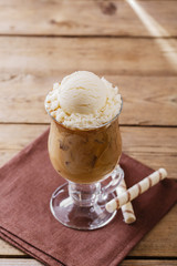 iced coffee with milk and ice cream