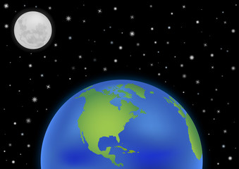 earth with moon background America