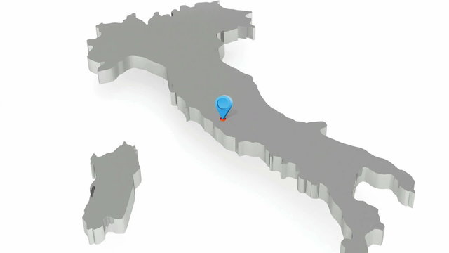 Three-dimensional map of Italy. 3d
