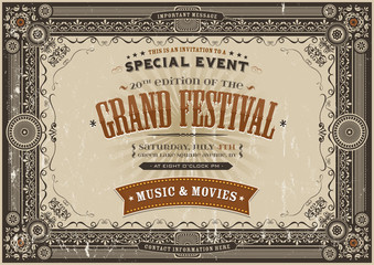 Vintage Retro Festival Poster Background © benchart