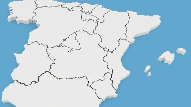 Three-dimensional map of Spain. 3d
