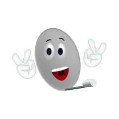 Funny Satellite Dish Sat TV Cartoon Character Illustration