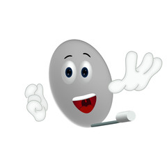 Funny Satellite Dish Sat TV Cartoon Character Illustration