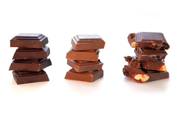Chocolate selection in white isolated background