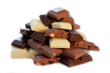 Chocolate selection in white isolated background