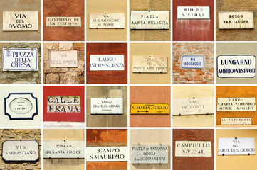 italian street names signs collage
