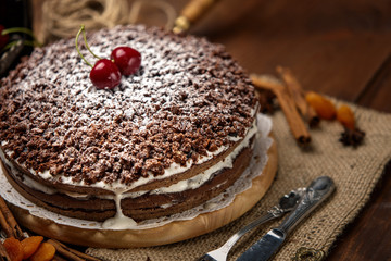 Homemade chocolate pie