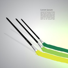 Paint brushes with watercolors drops..