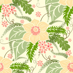 Vintage floral seamless pattern. Large bouquets of flowers