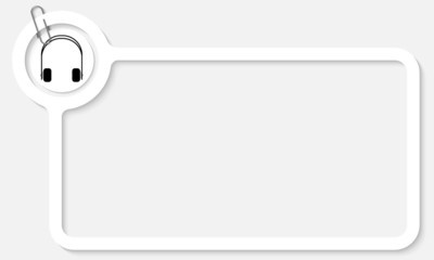 white frame for text and headphones