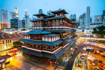Fotobehang China Town-gebied in Singapore met schemertijd. © hin255